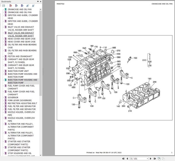 Kubota Engine V3800DI T Parts Manual 917328