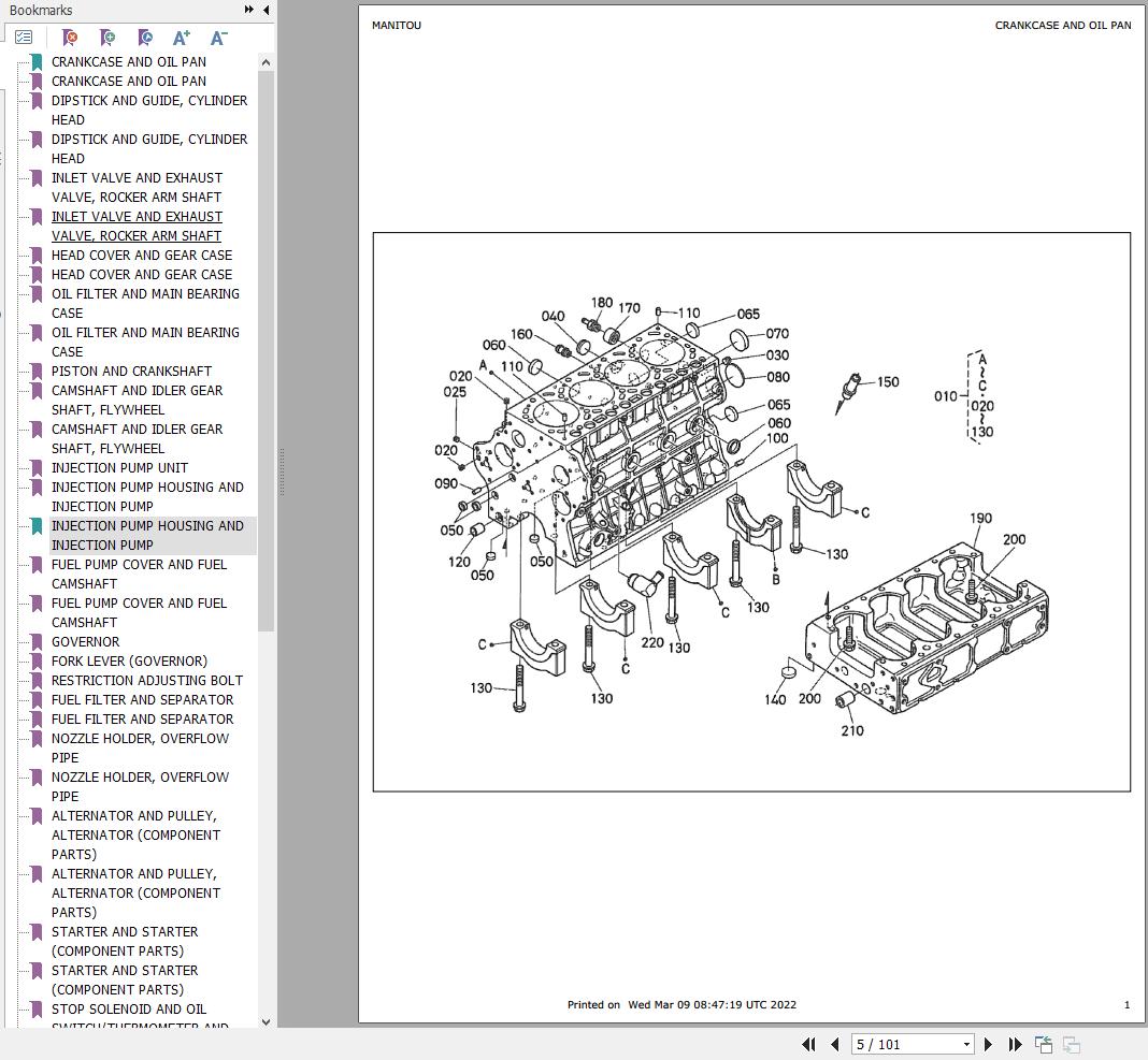 Kubota Engine V3800DI T Parts Manual 917328
