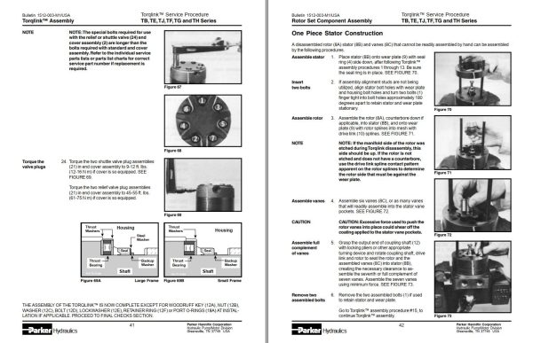 Parker Hydraulic Motor TB TE TJ TF TG TH Series Service Manual 918356 1