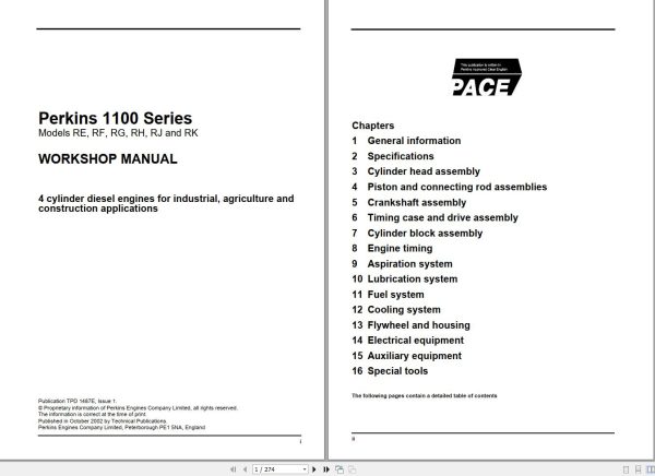 Perkins Engines RE RF RG RH RJ RK Workshop Manual 917121