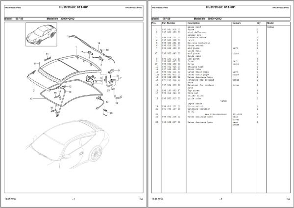 Porsche 911 998 Model 2009 2012 Parts Catalog