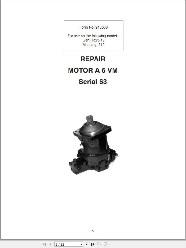 Rexroth Drive Motor Series 63 Service Manual 913308
