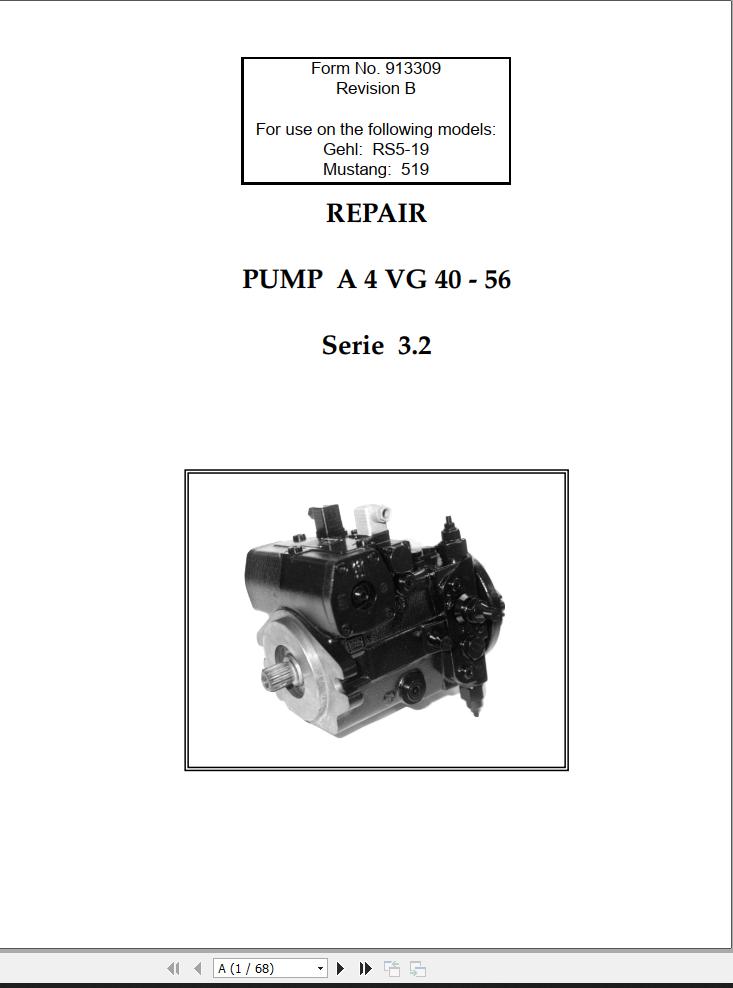 Rexroth Drive Pump A 4 VG 40 56 Series 3.2 Service Manual 913309 b