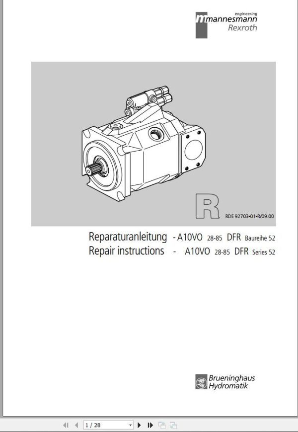 Rexroth Load Sensing Gear Pump A10VO Service Manual 915171 DE EN