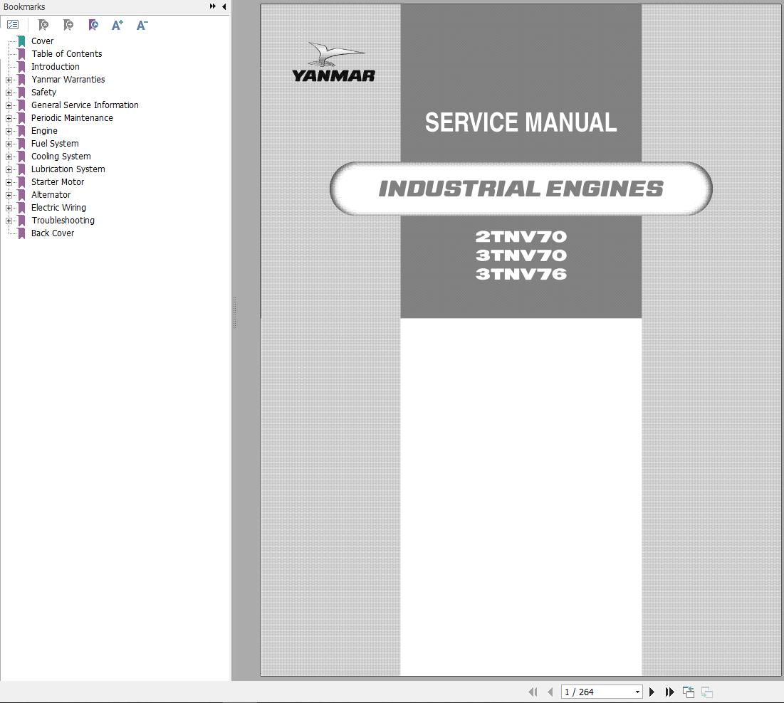 Yanmar Engine 2TNV70 3TNV70 3TNV76 Service Manual 50940077