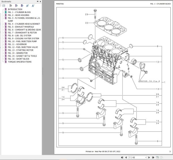Yanmar Engine 3TNV70 XBV Parts Manual 50940095