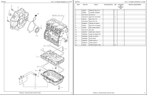 Yanmar Engine 3TNV70 XBV Parts Manual 50940095 1