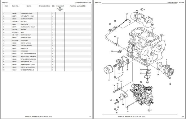 Yanmar Engine 3TNV82A BPMS Parts Manual 917382 1