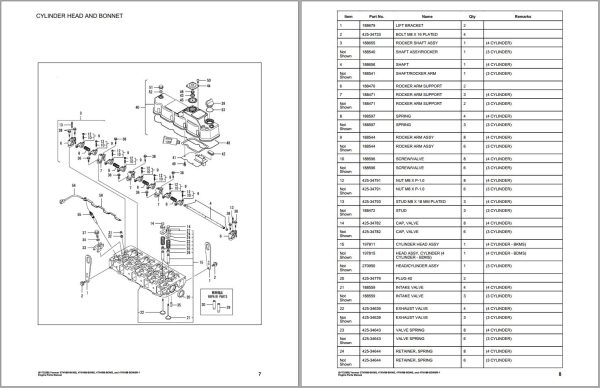 Yanmar Engine 3TNV88 BKMS to 4TNV88 BDMSR 1 Parts Manual 917329B 1