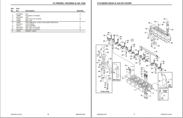 Yanmar Engine 4TNE106 GE 4NTE106T GE Engine Service Parts Manual 908293A 1
