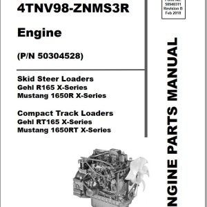 Yanmar Engine 4TNV98 ZNMS3R Parts Manual 50940311
