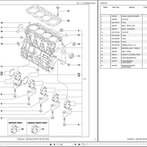 Yanmar Engine 4TNV98 ZWBV1 Parts Manual 50940083