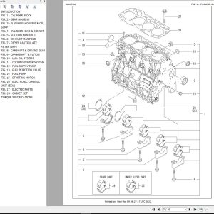 Yanmar Engine 4TNV98C NMS2 Tier 4 Parts Manual 50940249B