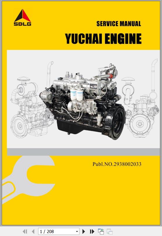 Yuchai Diesel Engine YC4D80 YC6M220Z T20 Service Manual 2938002033 1