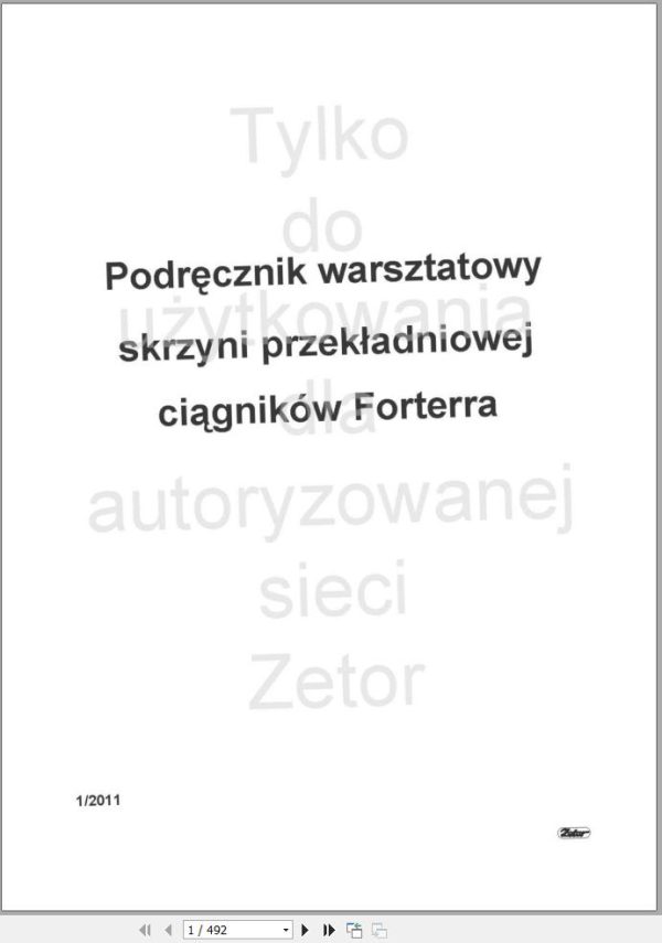 Zetor Tractor UR III Gearbox Repair Manual PL 133481ed077a1a01b