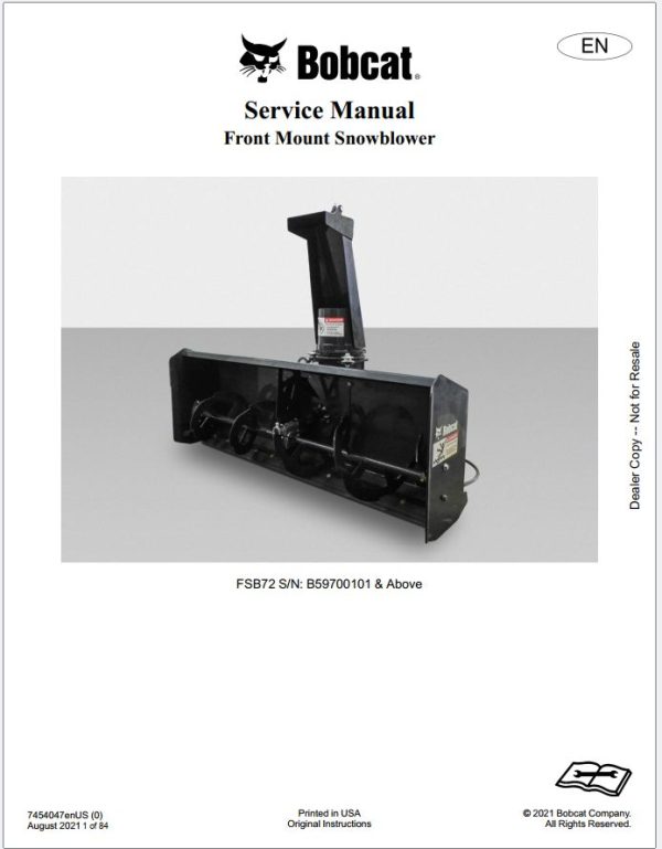 Bobcat Attachment Q4.2022 Operation Maintenance Service Manual 2.82 GB PDF 3