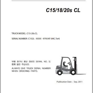 Clark Forklift C15 18 20s CL 9793 KF HMC Tier 4 Parts Manual 1