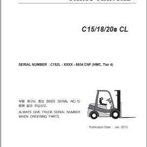 Clark Forklift C15 18 20s CL 9834 CNF HMC Tier 4 Parts Manual 1