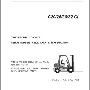 Clark Forklift C20 25 30 32 CL 9789 KF HMC Tier 0 Parts Manual 1