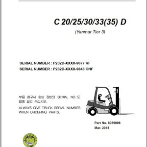 Clark Forklift C20 25 30 3335 D Yanmar Tier 3 Parts Manual 8039006 1