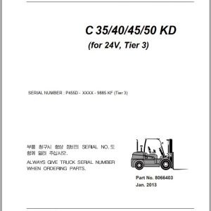 Clark Forklift C35 40 45 50 KD for 24V Tier 3 Parts Manual 8066403 1