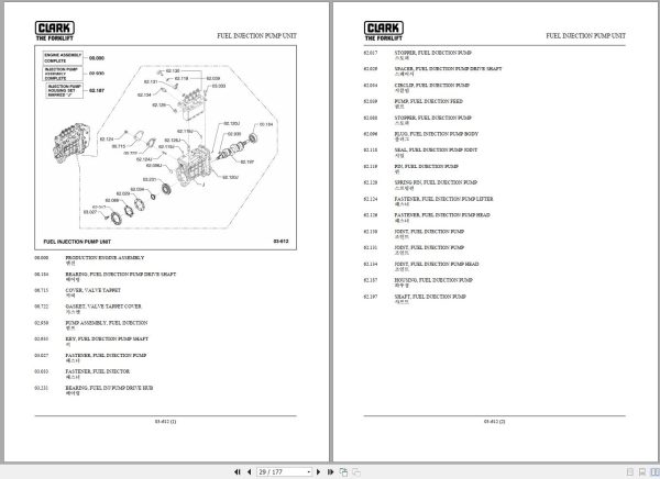 Clark Forklift C40 45 50s 55s D for 12V Tier 2 Parts Manual 2
