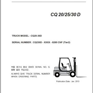 Clark Forklift CQ20 25 30 D Tier 2 Parts Manual 1