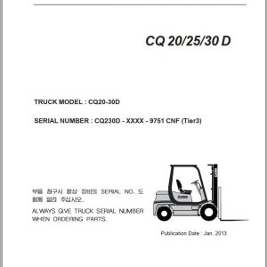 Clark Forklift CQ20 25 30 D Tier 3 Parts Manual 1
