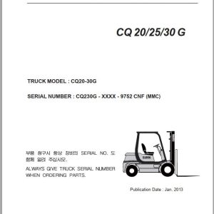 Clark Forklift CQ20 25 30 G Parts Manual 1