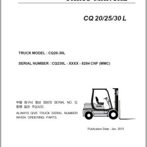 Clark Forklift CQ20 25 30 L Parts Manual 1