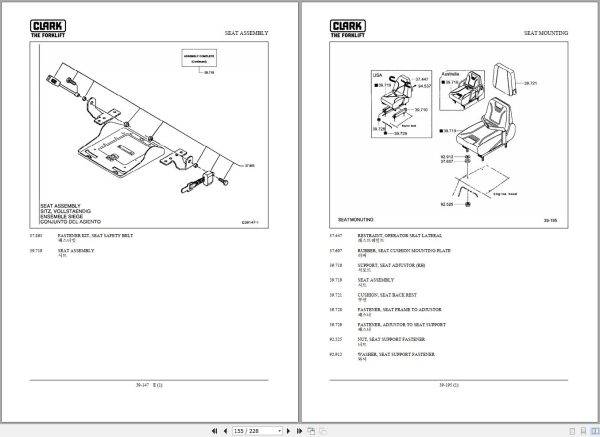 Clark Forklift CQ20 25 30 L Parts Manual 2