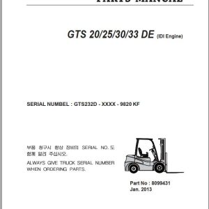 Clark Forklift GTS20 25 30 33 DE IDI Engine Parts Manual 8099431 1