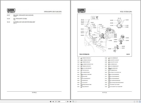 Clark Forklift GTS20 25 30 33 L MMC PSI Parts Manual 2