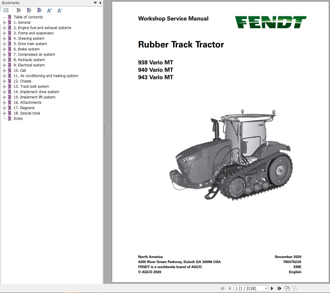 FENDT 900 MT Gen1 T1 21 Stage 5 VIN xxxF09xxxMxxx1001 Workshop Service Manual 741158