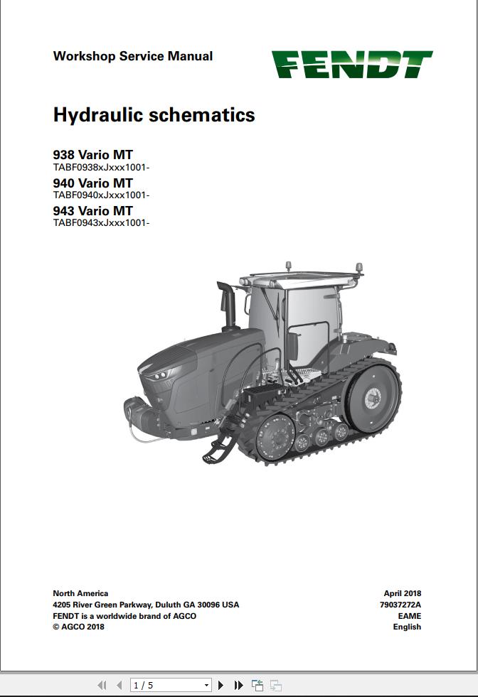 FENDT 900 MT S4 T1 17 Stage 4f VIN xxxF09xxxJxxx1001 Hydraulic Schematic 534366