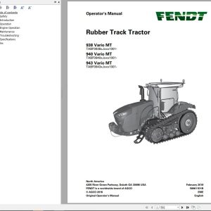 FENDT 900 MT S4 T1 17 Stage 4f VIN xxxF09xxxJxxx1001 Operators Manual
