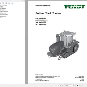 FENDT 900 MT S4 T1 19 Stage 5 VIN xxxF09xxxLxxx1001 Operators Manual
