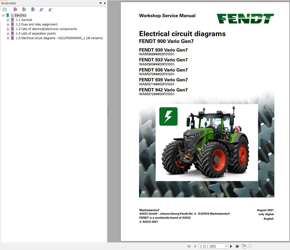 Fendt 900 Vario Gen7 VIN 968 969 970 971 Electrical Circuit Diagrams 737637