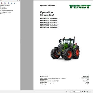 Fendt 900 Vario Gen7 VIN 968 969 970 971 Operators Manual