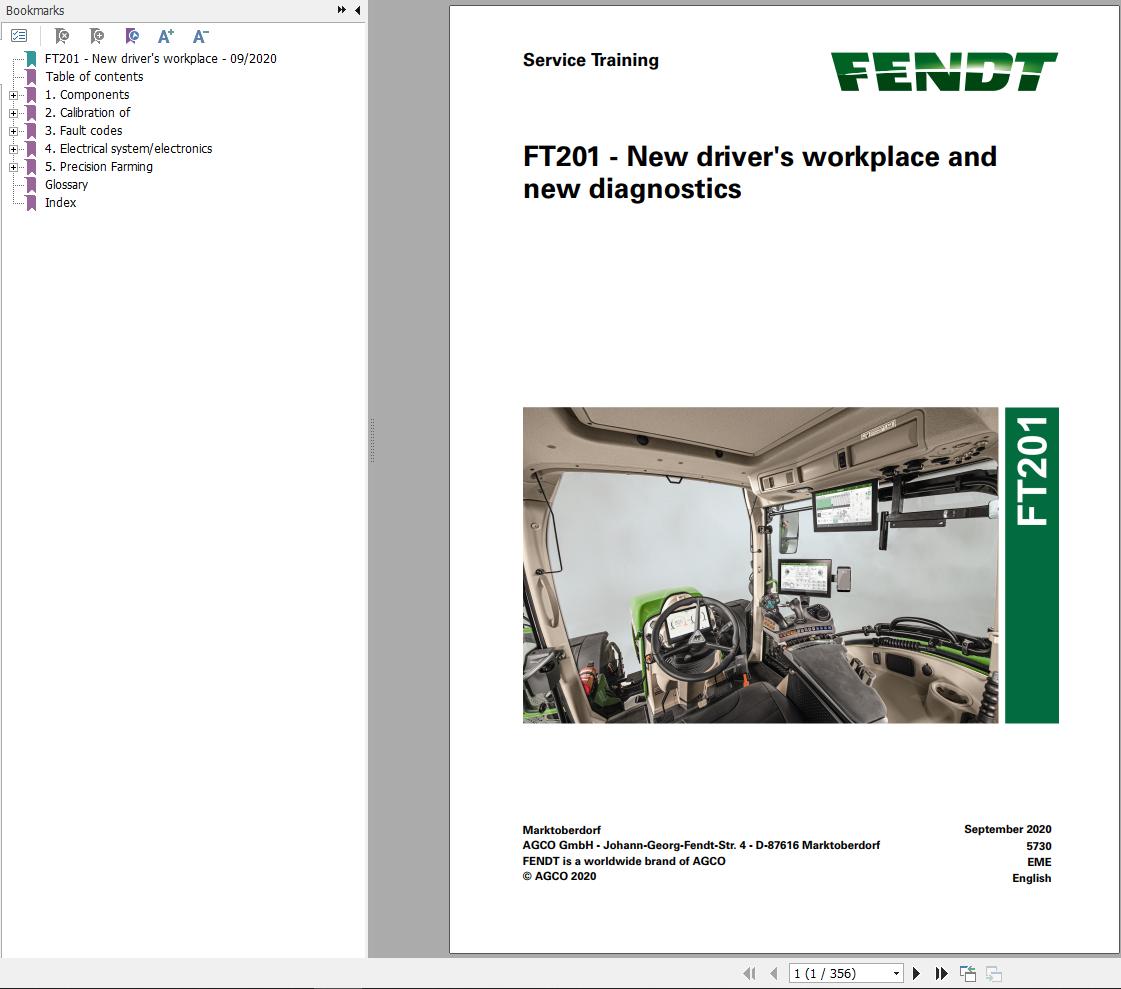Fendt FT201 New Drives Workplace And New Diagnostics Service Training 667527