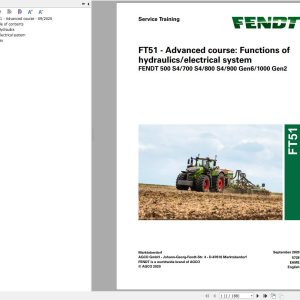 Fendt FT51 Advanced Course Function Of Hydraulics Electrical System Training Documents 603940