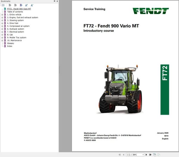 Fendt FT72 900 Vario MT Service Training 564437