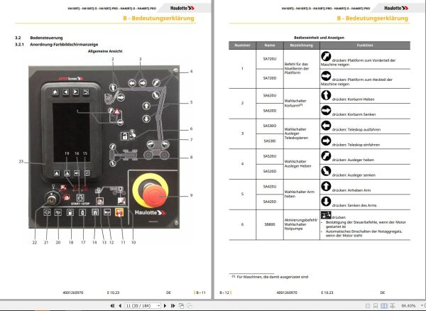 Haulotte Articulating Booms HA16RTJ to HA46RTJ PRO Operators Manual 4001260970 DE 1