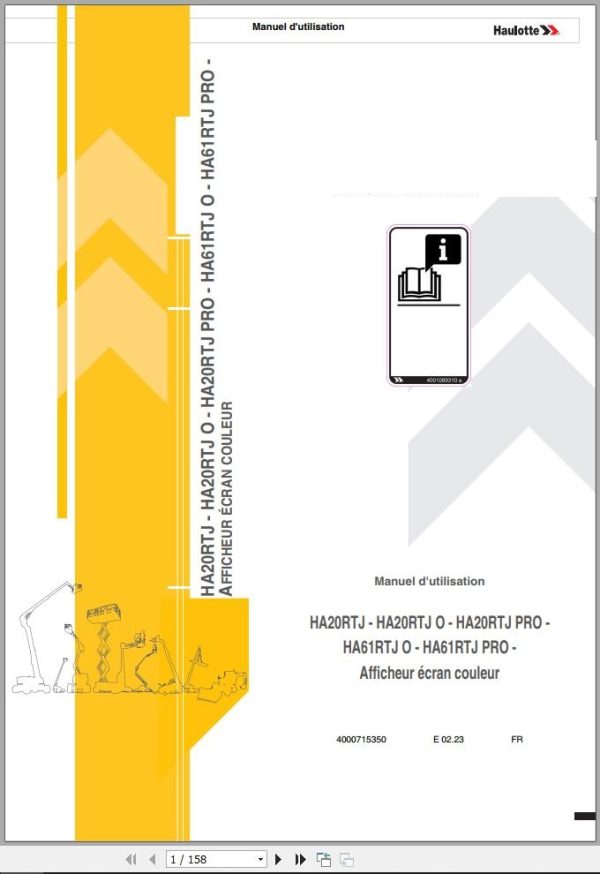 Haulotte Articulating Booms HA20RTJ to HA61RTJ PRO Operators Manual 4000715350 FR