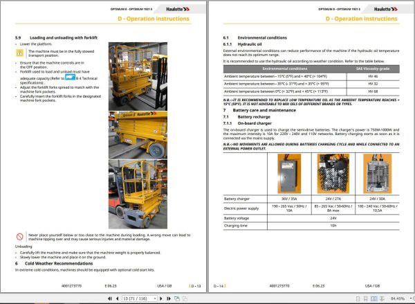 Haulotte Electric Scissor Lifts OPTIMUM 8 OPTIMUM 1931E Operators Manual 4001273770 1
