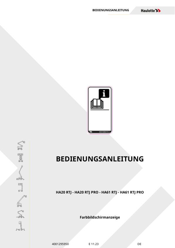 Haulotte HA20 HA61 RTJ PRO Operator Manual 4001295950 10.2023 DE 1