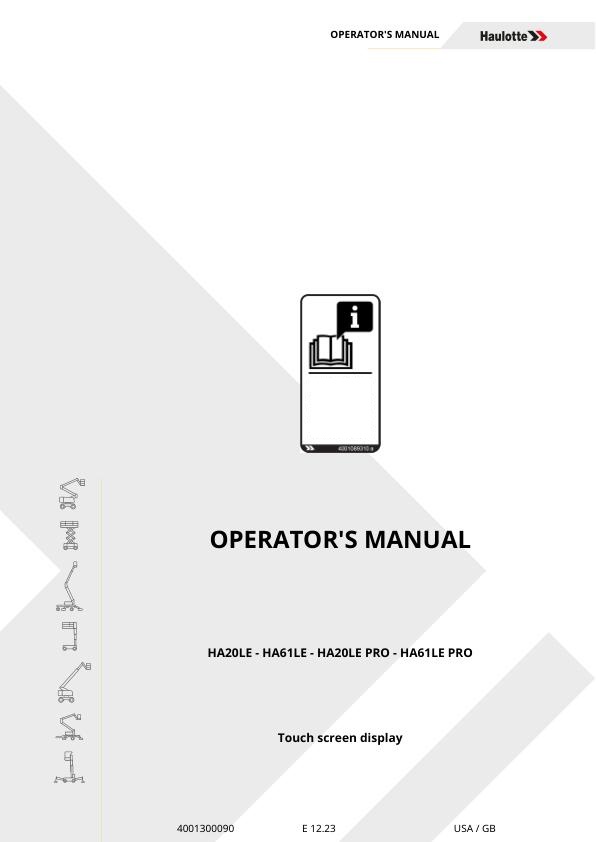 Haulotte HA20 LE PRO HA61 LE PRO Operator Manual 4001300090 12.2023 EN 1