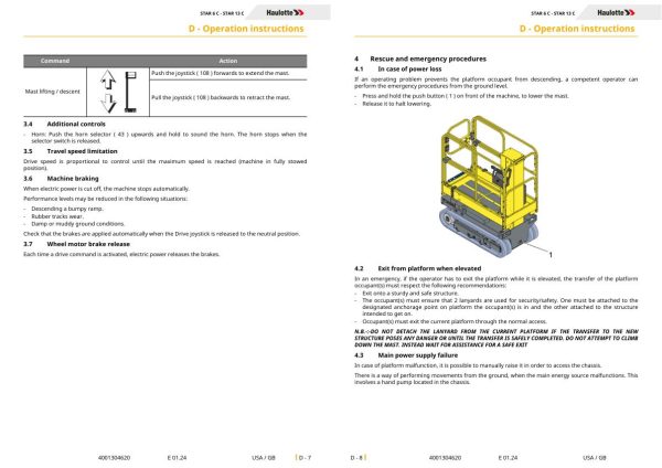 Haulotte STAR 6 C STAR 13 C Operator Manual 4001304620 01.2024 EN 2