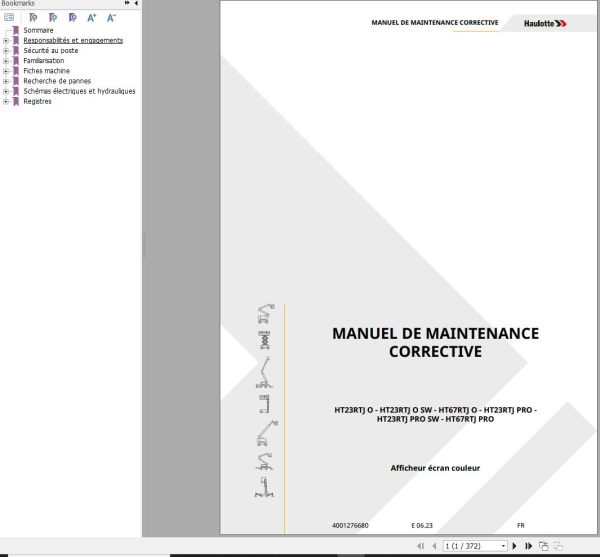 Haulotte Telescopic Booms HT23RTJ O to HT67RTJ PRO Service Repair Manual 4001276680 FR