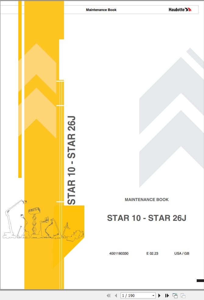Haulotte Vertical Masts STAR 10 STAR 26J Maintenance Manual 4001180330